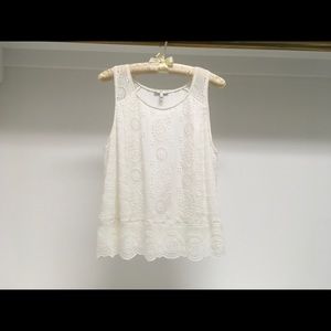 Joie sleeveless white eyelet blouse